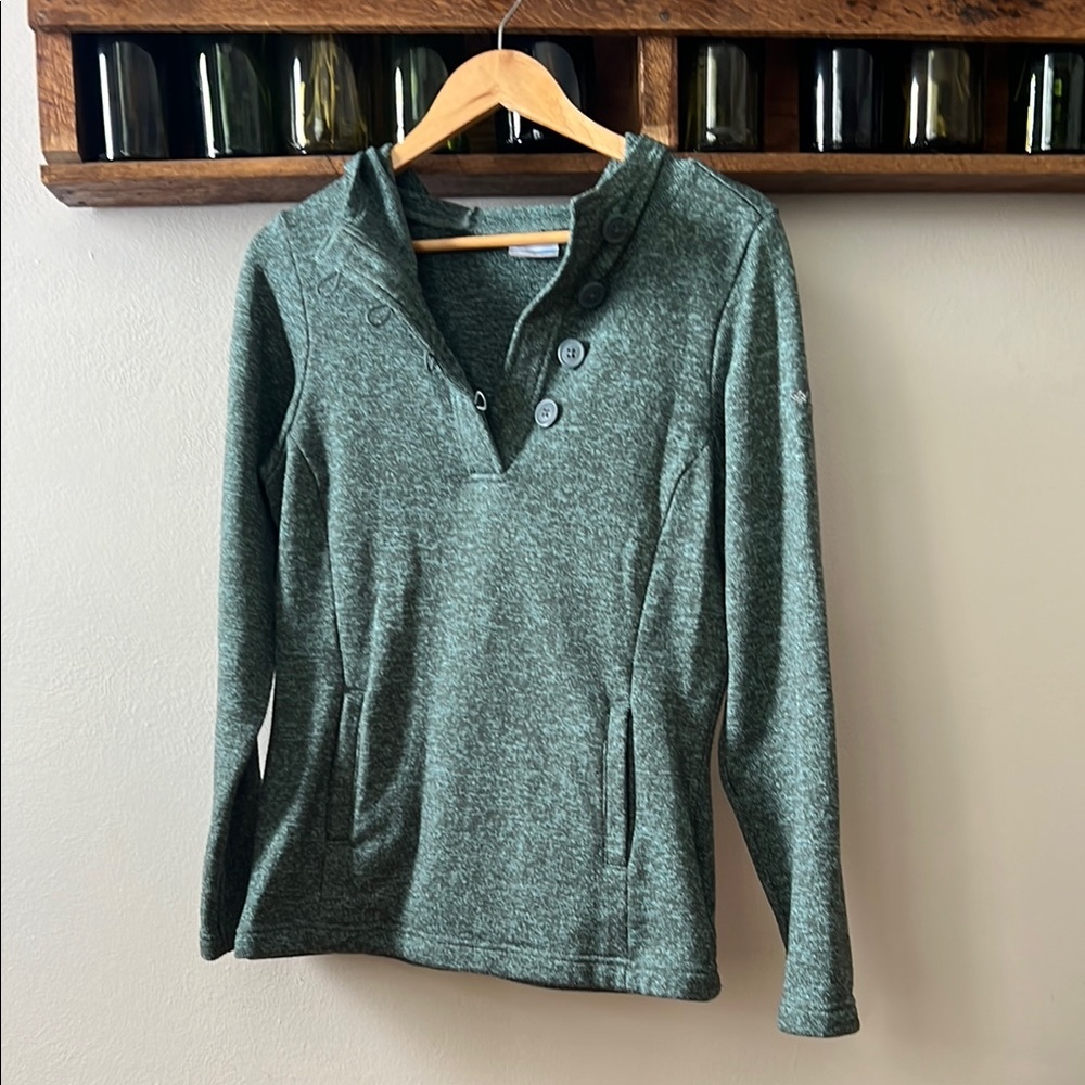 Columbia Green 1/4 Button Sweater